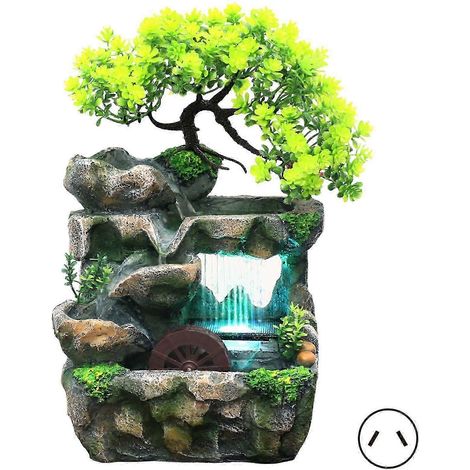 Fontaine cascade de table - Petit rocaille réaliste avec lumière LED et jet d'eau vaporisé, cadeau idéal pour les amis et la famille (1/5)
