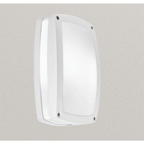 Applique gea led ura q ges303 ges301 led ip54 lampada soffitto parete rettangolare moderna alluminio e27, finitura metallo bianco-grigio