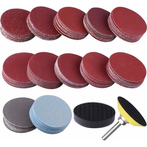 120 Pièces Disques Abrasifs 50mm Disques de Ponçage Grain 60 80 120 180 240 400 600 800 1000 1200 2000 3000 pour Meulage Fraisage Gravure (1/5)