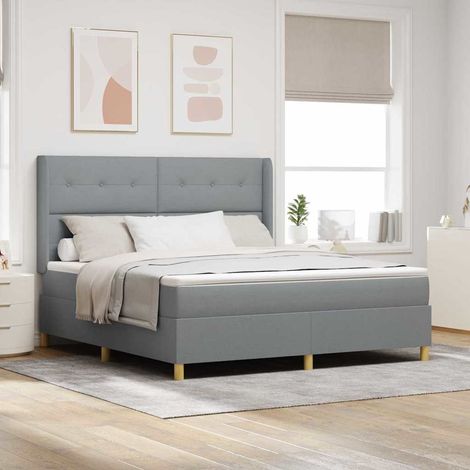 Boxspringbett mit Matratze Hellgrau 180 x 200 cm Stoff (1/5)