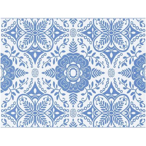 Maison Exclusive - Tapis d'extérieur Floral ARAKIL Bleu bébé et blanc 400 × 300 cm (1/5)