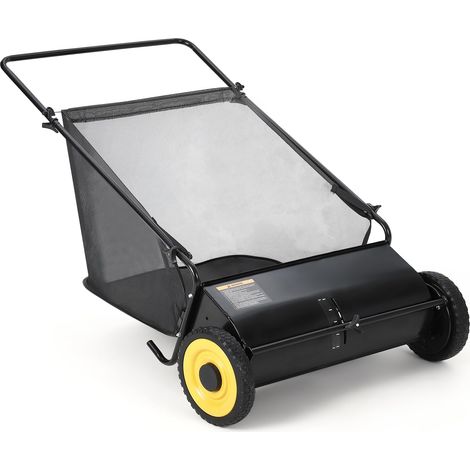 Chariot ramasse-feuilles manuel 53 cm, cadre acier, sac de collecte, pour jardin et terrasse, dimensions 63,5x142x75 cm