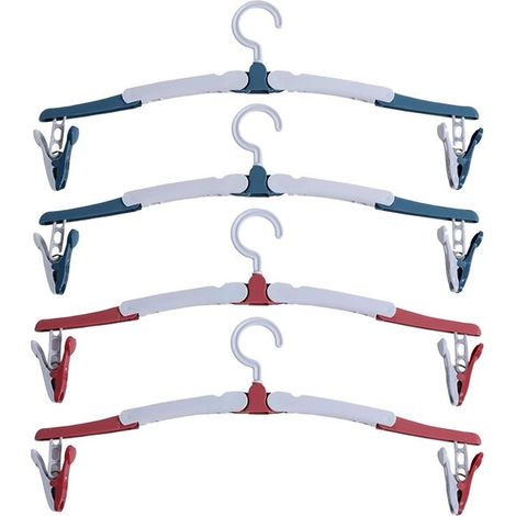 Faltbare Kleiderbügel mit Clips – 4er-Pack, ideal für Reisen, Camping und Hotelaufenthalte, platzsparend und um 360° drehbar. (1/5)