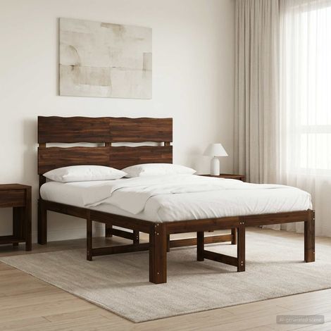 Cama doble con cabecero ROSTOCK Marrón Oscuro 150 x 200 cm (1/5)