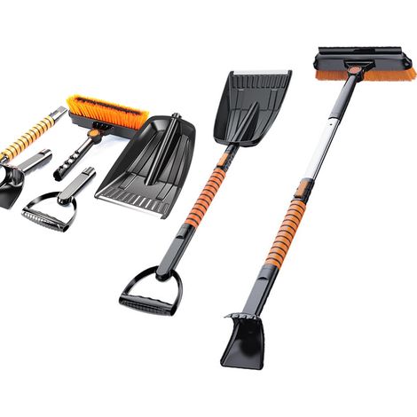 Grattoir Pare Brise Voiture Snow Brush, Facile et Rapide à Assembler, Pelle a Neige Pliable avec Manche Extensible 106cm (1/5)