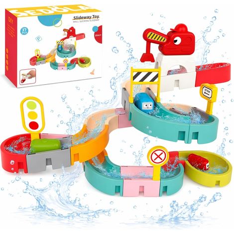 37 Stück DIY Badespielzeug mit Saugnäpfen  Wasserrutsche, wandmontiertes Badespielzeug mit Kugelbahn, Badespiele für Jungen und Mädchen ab 3 Jahren (1/5)