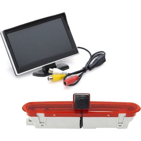 Kit monitor con telecamera di retromarcia integrata nella luce di stop per Opel Combo (2011-2017) e Fiat Doblo (2010-).