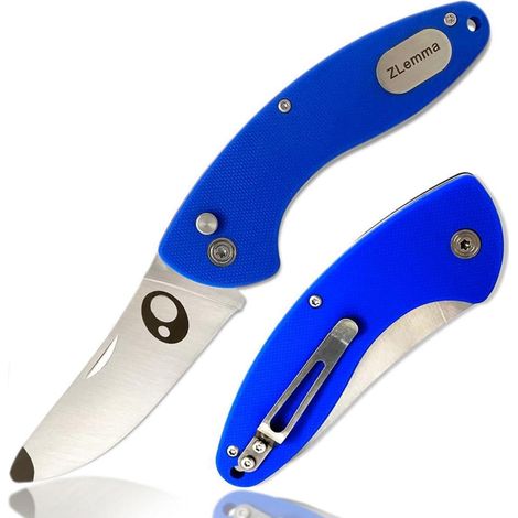 Kindertaschenmesser mit abgerundeter Spitze, G10-Griff, blau