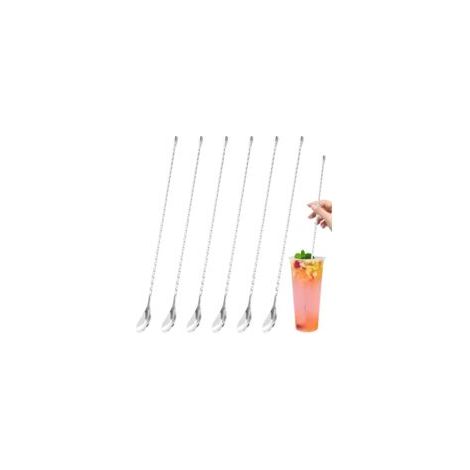Lot de 6 cuillères à cocktail en acier inoxydable de 40 cm pour shaker à cocktail en verre Argenté (1/5)