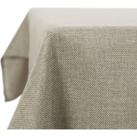 Nappe Rectangulaire Anti Tache Effet Lin 150x300 cm, Imperméable Lavable, Nappe Extérieur pour Table Jardin, Salle à Manger, Cuisine, Mariage, Fête, Lin Clair (1/5)