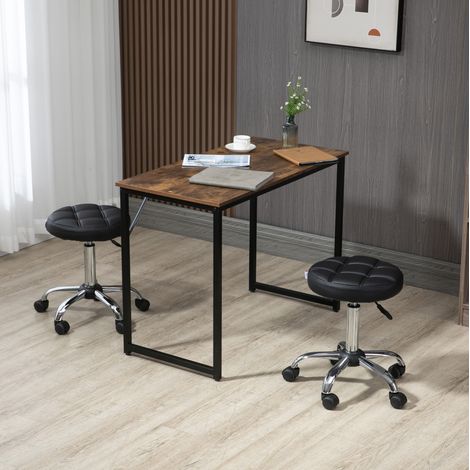 2er-Set Arbeitshocker aus Kunstleder, schwarz, höhenverstellbar, mit Rollen, Ø35,5 x 48-63 cm (1/5)
