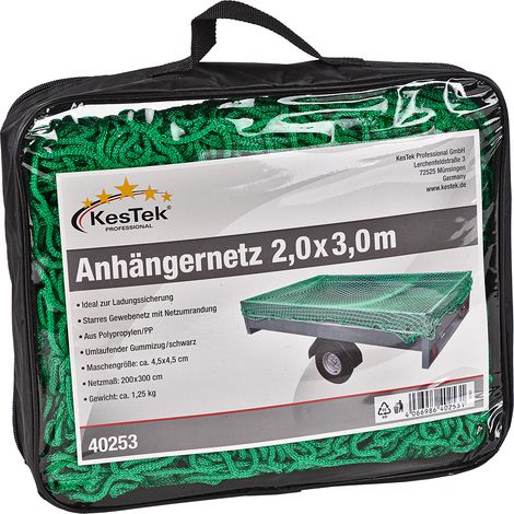Kestek Anhängernetz Gepäcknetz Abdecknetz 2 x 3 m grün zur Ladungssicherung (1/3)