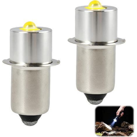 2pcs LED Bulbs Replacement 3w 3v Flashlight Bulbs P13.5s High Brightness Compatible for 2 CD Batteries for Flashlight Refurbishment Emergency Lights (1/5)