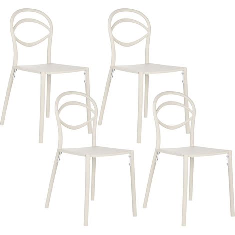 Gartenstuhl 4er Set COVOLO Cremeweiß