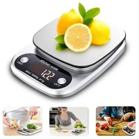 Balance de Cuisine - Numérique - 10kg/1g - Acier INOX - Écran LCD - Fonction Tare (1/4)