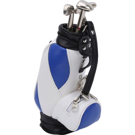 Porte-stylo mini golf avec stylo, décoration de bureau, cadeau pour golfeurs et amis, bleu et blanc (1/5)