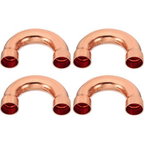4pcs Raccord Coudé Cuivre pour Tuyaux Gaz, 19mm Raccord Tuyau d'Arrosage Durite Essence, Raccords Tuyauterie à Pression pour HVAC Climatisation Plomberie, Épaisseur 1mm - U Forme (1/4)