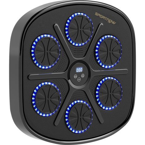 Macchina da boxe musicale da parete. 9 velocità e modalità, Bluetooth, guantoni da boxe, 41,8 x 44,6 x 7,5 cm, nera - Allenati a ritmo di musica con questa macchina interattiva (1/5)