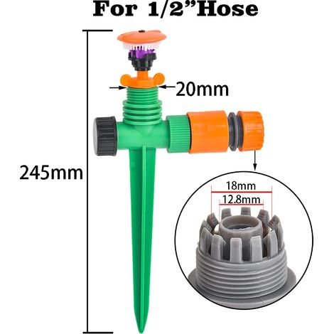 (C) Buses d'arrosage rotatives à 360 degrés, filetage mâle 1/2", pour l'irrigation de jardin et d'agriculture. (1/5)