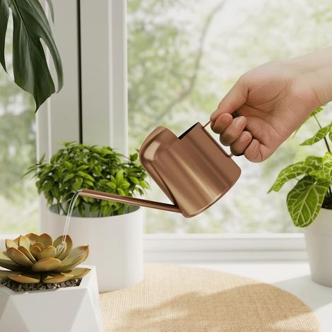 Small Watering Can Indoor/Outdoor Black Stainless Steel with Long Spout for Home Garden Plants 10 oz Cute Decorative Watering Can Bonsai (1/5)