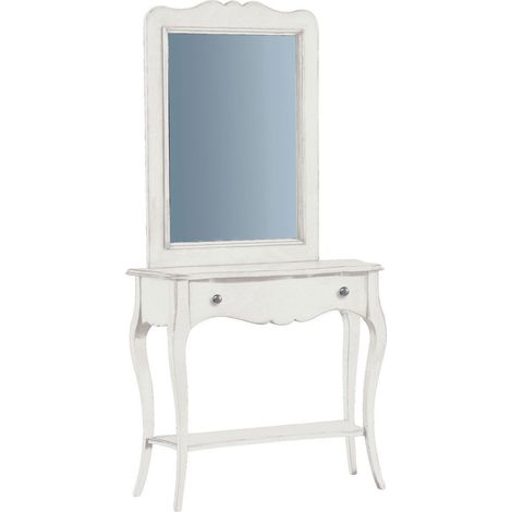 Consolle classica da ingresso in legno con cassetto Bianco opaco