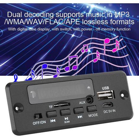 Module Amplificateur Bluetooth MP3 avec Affichage Numérique, Lecteur 2x3W Noir Fournitures