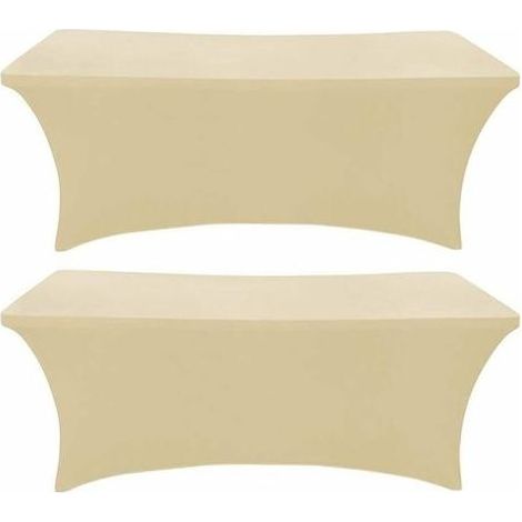 Gartenmöbelabdeckung – 2er-Pack, 183 cm breite, rechteckige Tischdecke aus elastischem Lycra-Gewebe, knitterfrei, ideal für Partys, DJs, Lounges, Bankette, Hochzeiten und Cocktailpartys – Champagner (1/5)