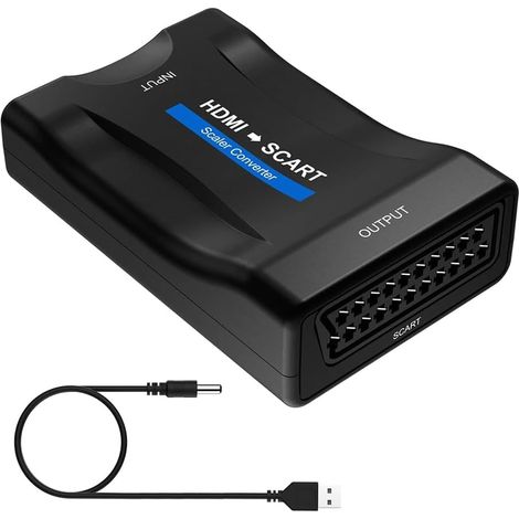 POFET Adaptateur HDMI vers péritel, Convertisseur vidéo 1080P, Entrée HDMI, Sortie péritel, Compatible avec Lecteur Blu-Ray, Sky HDTV, DVD, PS3, Xbox (1/5)