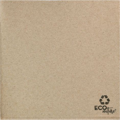 Serviette en ouate recyclée naturelle 33 x 33 cm gaufrée-collée 2 plis pliée en 4 - 1600 unités - Betik