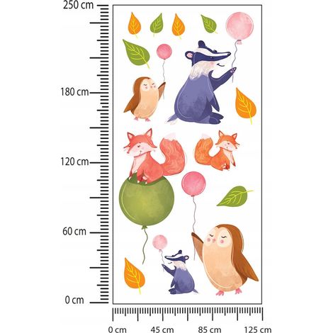 Adesivi per bambini Animali sui palloncini 125x250cm (1/2)