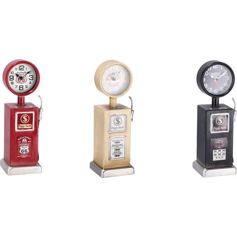 Regalo Italiano Orologio Tavolo Distributore Benzina Vintage Ass. 12 x 10 Cm H 32 Cm Multicolor 1 Pz