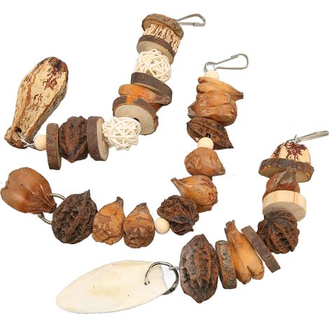 Ensemble de jouets à mâcher pour oiseaux : boule Nutty Vine, os de seiche suspendu, ficelle à mâcher pour perroquet avec crochets en acier inoxydable. (1/5)