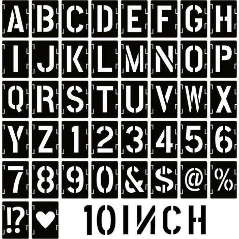 Lot de 25,4 cm de Pochoirs Lettres et Chiffres, Kit de Pochoirs Alphabet Intercalaires Réutilisables 42 Pièces pour Peinture sur Bois, Mur, Tissu, Roche (1/5)