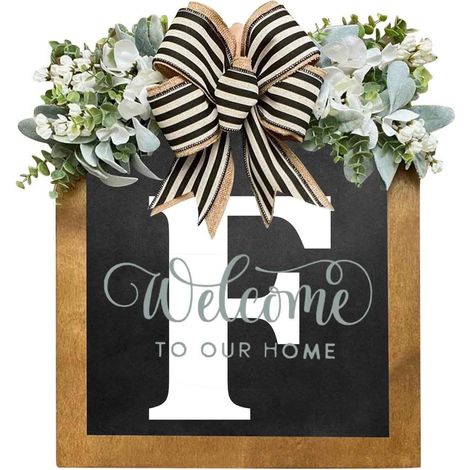 Plaque De Porte - Couronne Lettre En Bois Personnalisable A Z - Décoration Intemporelle Pour Entrée Ou Mur - 1 Pièce