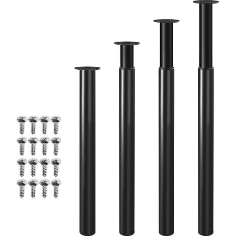 Wolketon 4er Set Möbelfüße Tischbeine Sockelfuß Tischfuß Möbel Eisenhaltig Schwarz Höhenverstellbar 700-1100 mm