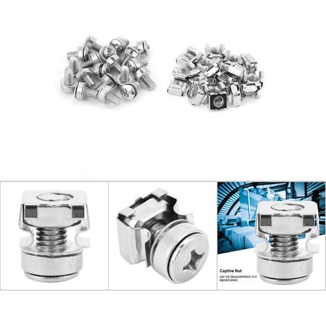 Kit de 20 vis M6x16 et écras-nuts pour baies réseau et racks (1/5)