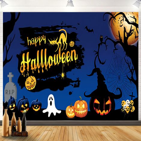 Toile de fond pour Halloween 2026, bannière décorative haut de gamme pour une ambiance festive, bannière suspendue diable - 110 x 180 cm - Style 2