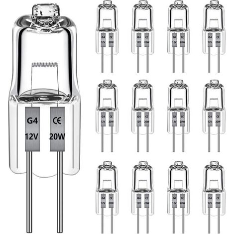 2 pièce G4 ampoule halogène 12V 20W 2700K lumière blanche chaude pour cuisine et salon