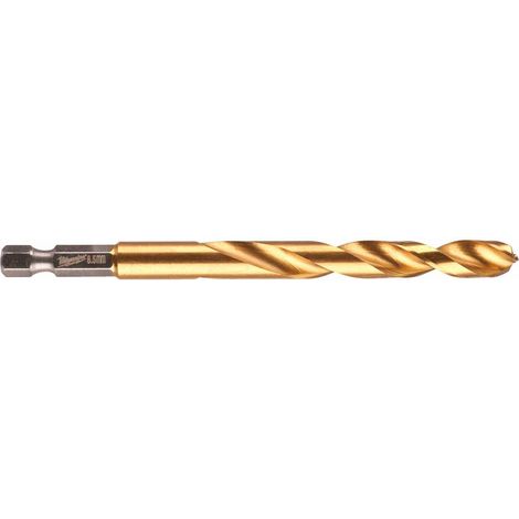 Milwaukee SHOCKWAVE Metallbohrer HSS-G RED HEX Titan 1/4" 8,5 x 114 mm, HSS-TiN - 1 Stk. (1/2)