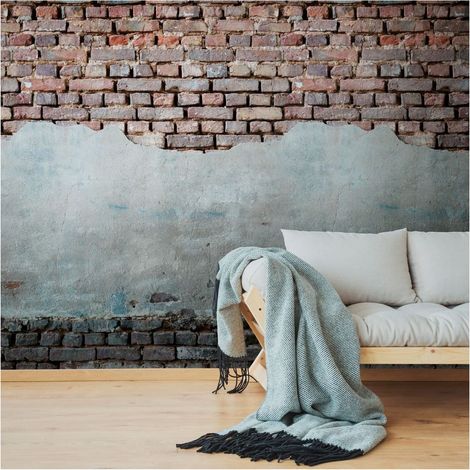 Photo wallpaper Profhome 383341 hot embossed non-woven wallpaper smooth brick look matt red grey white black 1.59 m x 2.8 m (1/4)