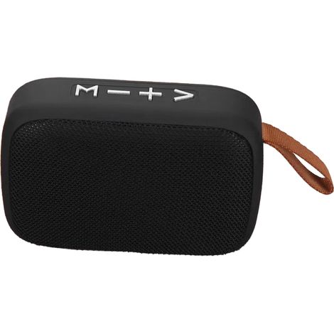 Mini enceinte Bluetooth stéréo avec caisson de basses, compatible carte mémoire et dragonne, noire. (1/5)