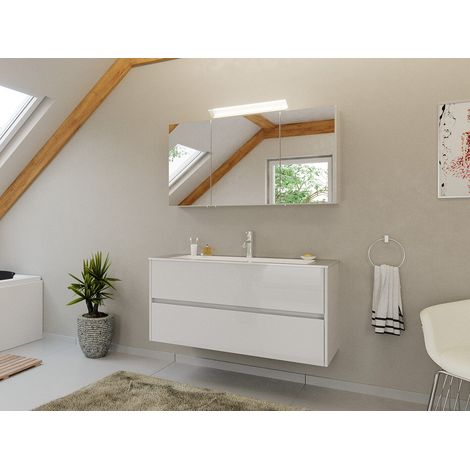 Badmöbel Set Taifun 2tlg. 120 cm mit Spiegelschrank weiß Hgl (1/5)