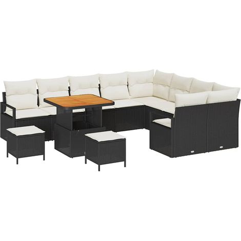 Maison Exclusive - Set Divano da Giardino con cuscino 12 pcs Nero polyrattan