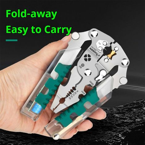 FLITI 18-in-1 Multipurpose Pliers, Folding Wire Strippers in Chrome Vanadium Steel with Insulated Handle and Integrated Voltage Tester (1/5)