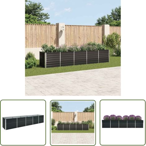 The Living Store Garten-Hochbeet Verzinkter Stahl 400x80x77 cm Anthrazit - Hochbeet - Gartenhochbeet - Stahlteich - Pflanzenbehälter - Balkonbepflanzung (1/5)