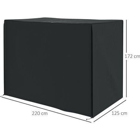 Housse protection balançoire jardin Oxford noir imperméable anti-UV avec fixation renforcée, 220 x 125 x 172 cm, anti-pluie anti-poussière mobilier extérieur (1/5)