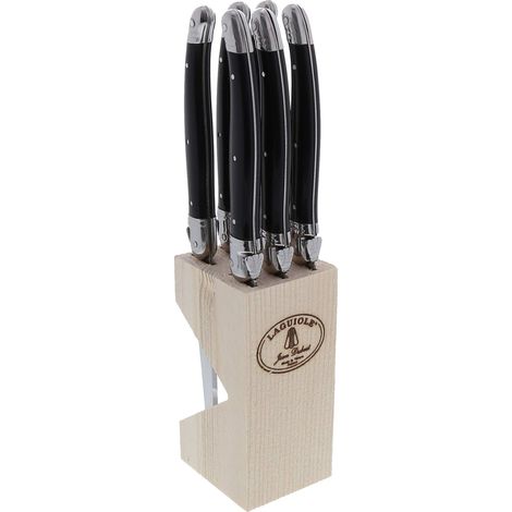 Laguiole - Set di 6 coltelli da 1,2 mm, manici in ABS nero (1/2)