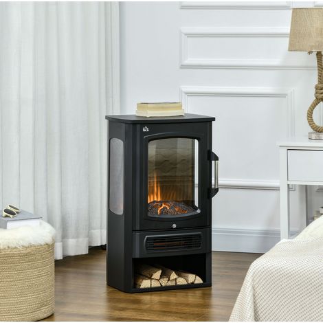 Camino elettrico da terra con effetto fiamma, 1000/2000 W, nero, 44,5 x 32 x 74 cm HAVRYA (1/5)