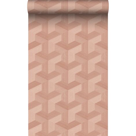 papier peint graphique 3D rose terracotta  - Origin Wallcoverings (1/5)