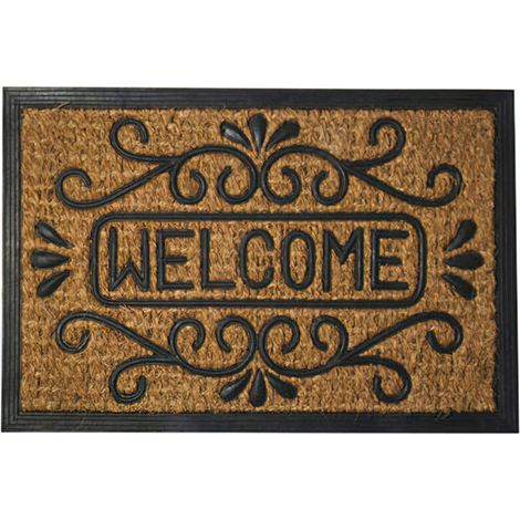 Tapis de porte de bienvenue en fibre de coco et caoutchouc 40x60 cm.